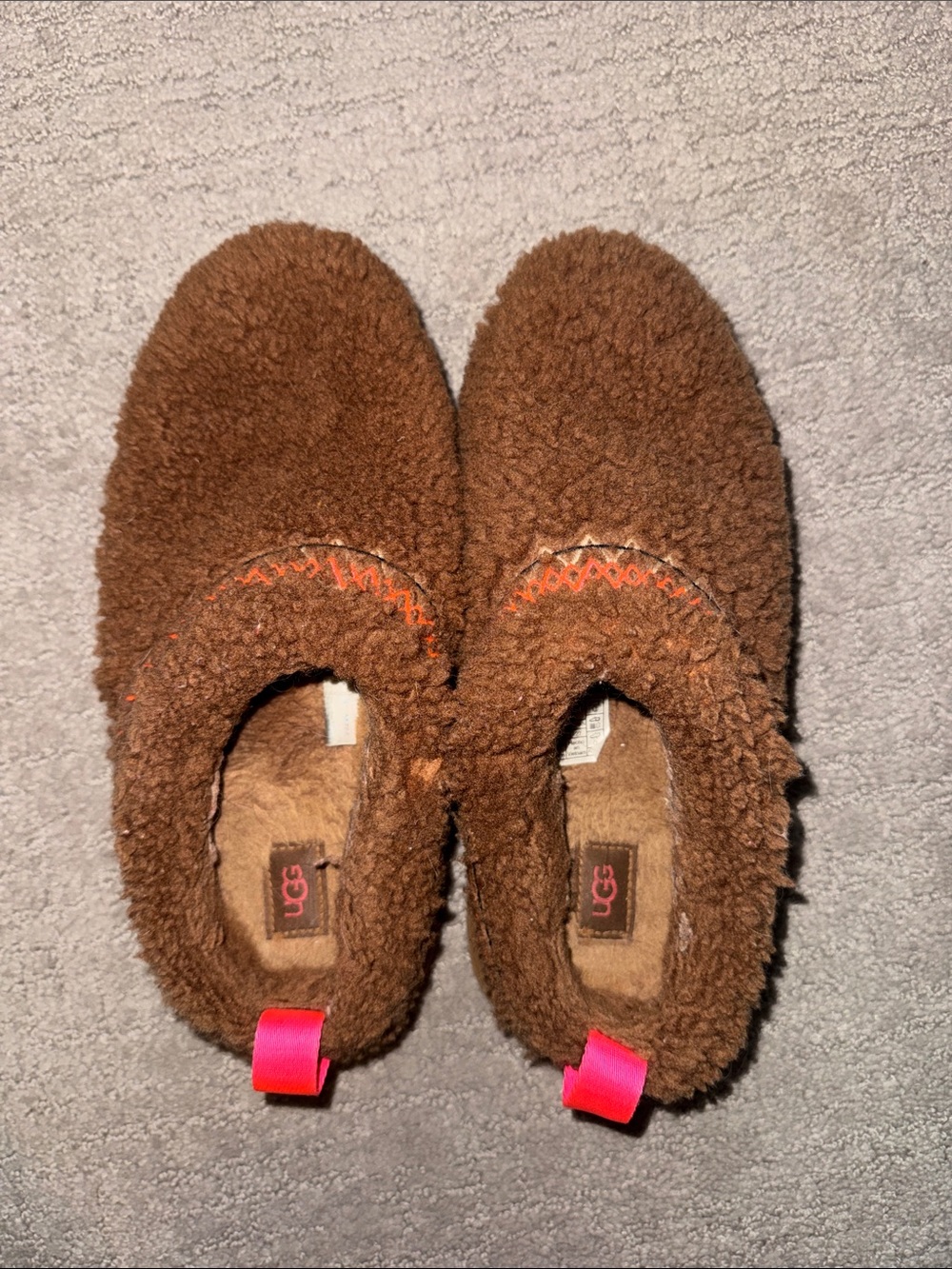 UGG Women Brown Fuzzy Slip-On Slippers